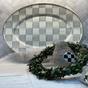 Sterling Check Enamel Oval Platter -NEW